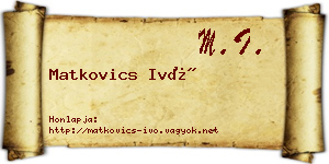 Matkovics Ivó névjegykártya
